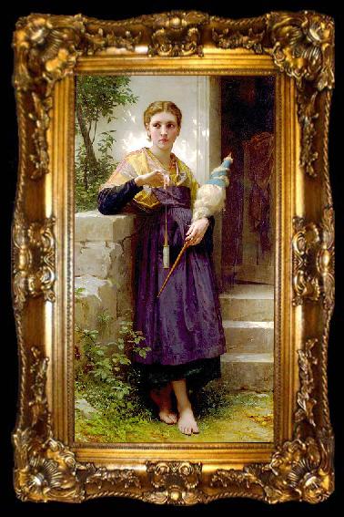 framed  Adolphe William Bouguereau Spinner, ta009-2